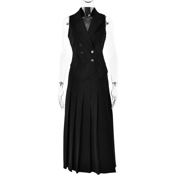 Women’s Clothing Autumn And Winter New Sleeveless Vest Long Skirt Two Piece Suit INS Style Elegant And Fashionable Temperament Suit_ecoleips.com