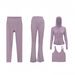 Women's Slim Fit Four Piece Set Hooded Jacket U Shaped Vest Flared Pants Cropped Pants Elastic Fit Sportswear_ecoleips.com