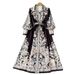 Women's Lantern Sleeve Lapel Single Breasted Printed Dress Waist Sweeping Palace Style Long Skirt Spring Autumn New Trendy_ecoleips.com