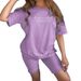 Women's Clothing Women's Letter Print Loose Casual T Shirt Casual Sports Shorts Suit_ecoleips.com