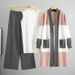 Women's Clothing Women's Autumn Knitted Vest & Wide Leg Pants Set - Elegant Office Casual Three-Piece Outfit In Black/Burgundy/Coffee/Grey/Camel_ecoleips.com