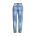 Women's Clothing Elastic Loose Jeans Women's Trousers Colorful Flower 3d Embroidery Ripped Jeans_ecoleips.com
