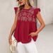 Women's Ethnic Style Short Shirt Embroidered Top With Flutter Sleeves New_ecoleips.com