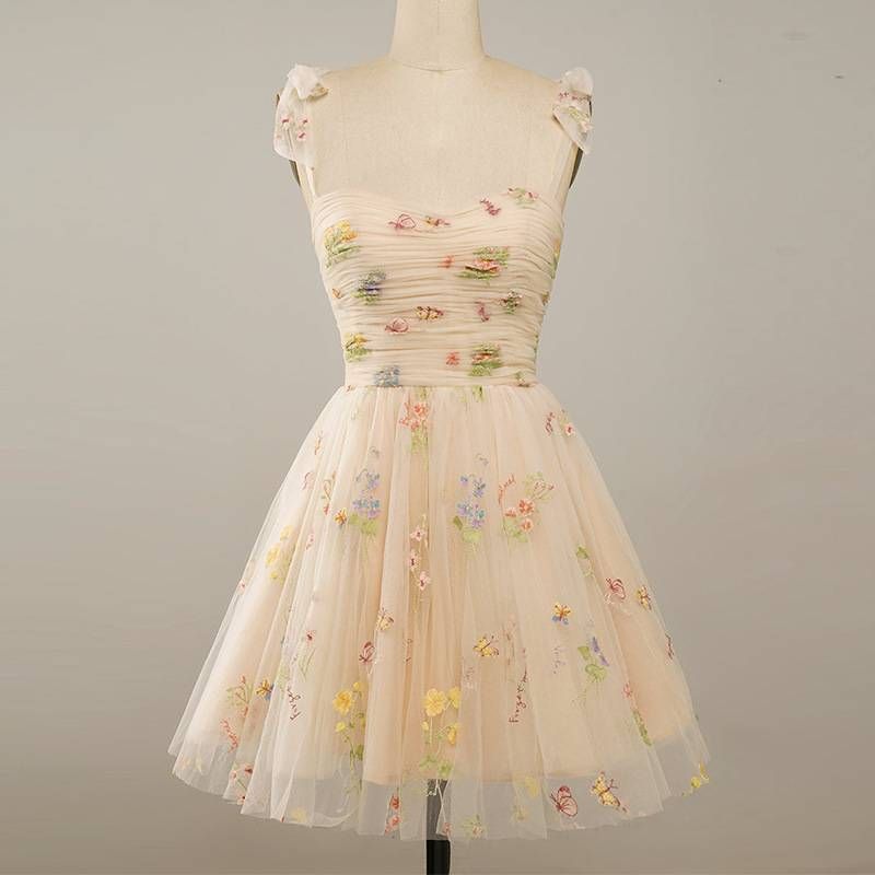 Women's Clothing Beach Birthday Short Celebrity Floral Green Suspender Dress_ecoleips.com