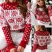 Women's Winter Knit Sweater With Snowflake Jacquard - Long Sleeve Christmas Pullover For Cozy Seasonal Style_ecoleips.com
