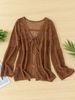 Hollow Eyelet Knit Cardigan, Soft Loose Breathable Cover Up_ecoleips.com