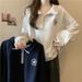 Real Shot Foreign Trade Women's Thin Sweatshirt With Embroidered Half-zip Polo Collar, Made Of Chinese Cotton And Milk_ecoleips.com
