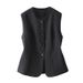 Women's Slim Fit round Neck Vest Sleeveless Short Outerwear for Spring/Autumn Petite Style 2024_ecoleips.com