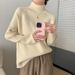 girl 2025 Autumn Winter New Korean Style Lazy Loose Versatile Half Turtleneck Soft Thickened Inner Knitted Sweater For Women_ecoleips.com