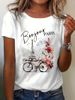 European And American Cross-border Foreign Trade Women's Clothing, Floral Print Round-neck Short-sleeve T-shirt Top_ecoleips.com