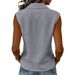 Women's Solid Color Collared Sleeveless Top Loose Casual Versatile Multi Color Shirt American Style_ecoleips.com