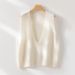 2026 New Australian Merino Pure Wool V-Neck Elegant Versatile Layered Knitted Vest Women's Sleeveless Jacket_ecoleips.com