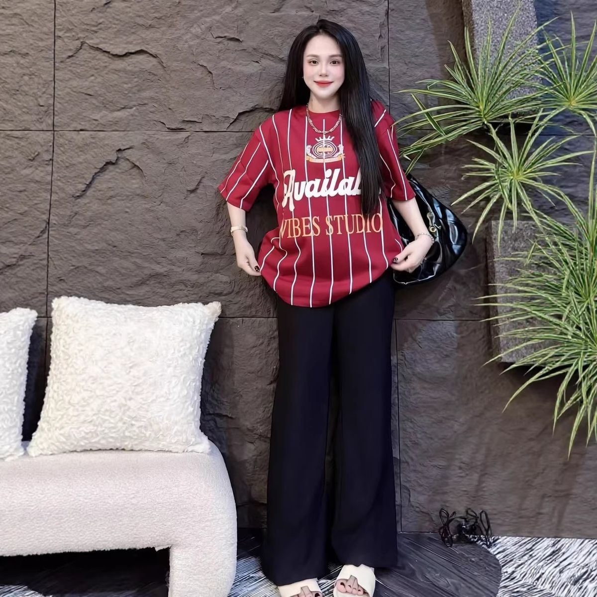 Women's Summer Fashion Two-Piece Set Style American Letter Print Short Sleeve T-Shirt And Loose Wide Leg Pants_ecoleips.com