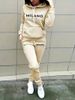 Cozy Fleece-Lined Hooded Sweatshirt Set With Milan Print - Winter Warm Pullover & Pants Outfit For Women (Letter Graphic, Multiple Colors)_ecoleips.com