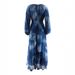 Women's Clothing Casual Fashion Chiffon Round Neck Tie Dye With Belt Long Temperament Elegant Dress_ecoleips.com