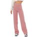 Women's Clothing Fashion Casual Straight High Waist Button Wide Leg Trousers_ecoleips.com
