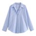 Women's Clothing Summer Cotton Loose Casual Long Sleeved Oxford Shirt_ecoleips.com