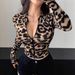 Women's Slim Fit Faux Leather Bomber Jacket Zip-Up Leopard Print Long Sleeve Cropped Style Available in Brown And Coffee S-XL_ecoleips.com