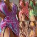 Women's Clothing One Piece Dress With Multi Color Striped Prints, Fashionable Bikini Bikini Three Piece Swimsuit_ecoleips.com