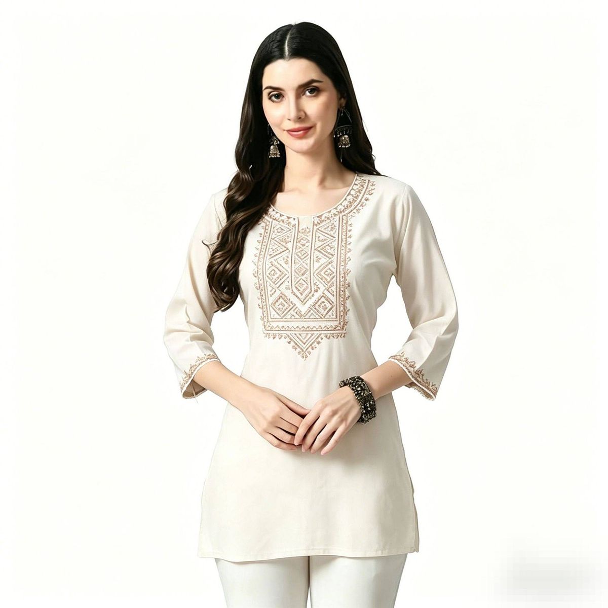 Women's Print Tops Loose Fit Three Quarter Sleeve T-Shirts New Southeast Asian Market Style Regular Size_ecoleips.com