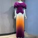 New Pleated Fluorescent Gradient Fashion Suit For Women, Elegant Slim Fit Plus Size Two-Piece Set With High-End Feel_ecoleips.com