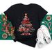 Cross-border Merry Christmas Tree Santa Claus Plus Size Fashion Print Vintage Round Neck Short Sleeve Women's Top_ecoleips.com