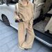 Women's Casual Lounge Set Hooded Sweatshirt & Wide Leg Pants Two-Piece Outfit - Soft Fleece Fabric, Comfortable & Stylish_ecoleips.com