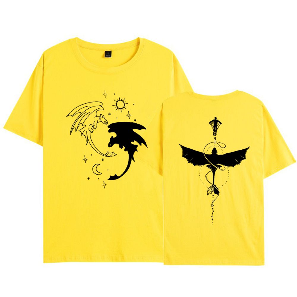 Two Sided Toothless Dragon Botanical Tshirt Dragon Movie T-Shirt Dragon Graphic Shirt Men Women Short Sleeves Tees Tops_ecoleips.com