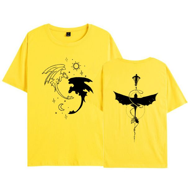 Two Sided Toothless Dragon Botanical Tshirt Dragon Movie T-Shirt Dragon Graphic Shirt Men Women Short Sleeves Tees Tops_ecoleips.com