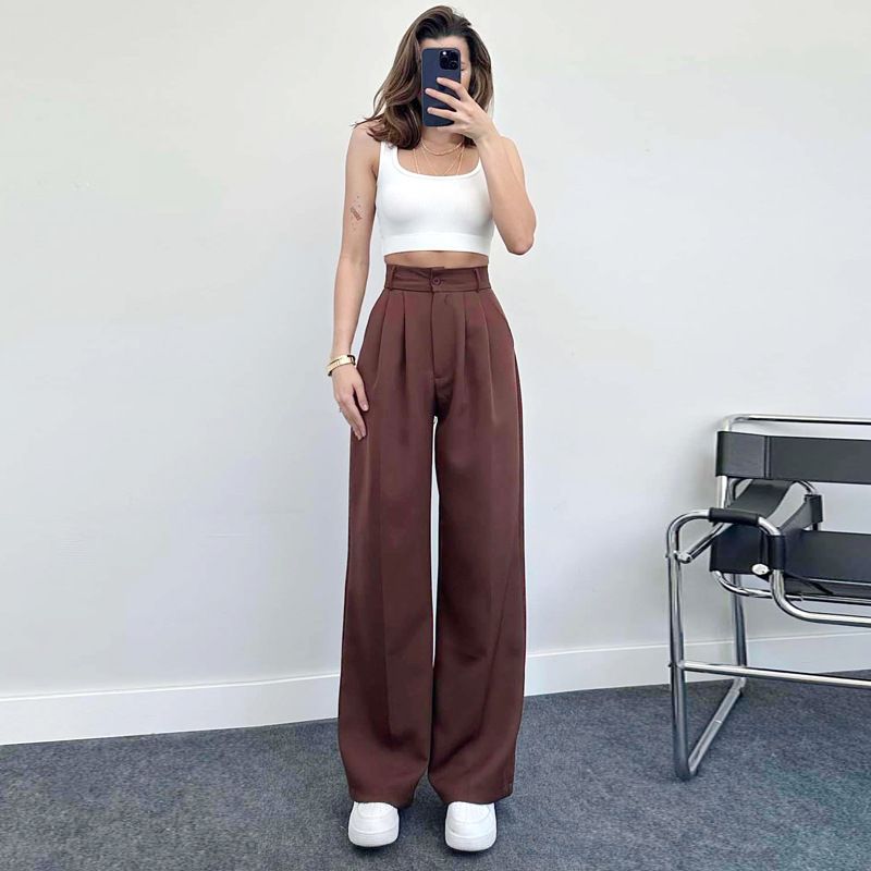 Women's High Waist Straight Leg Pants - Elegant Casual Trousers For Spring & Summer_ecoleips.com
