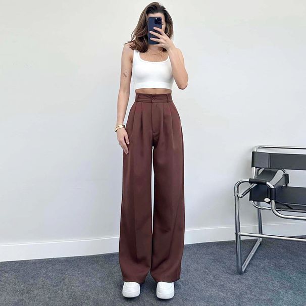 Women's High Waist Straight Leg Pants - Elegant Casual Trousers For Spring & Summer_ecoleips.com