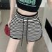 Black And White Striped Casual Pants For Women In Summer, Simple And Lazy Style, Age Reducing, Thin High Waist, Loose Sports Wide Leg Shorts_ecoleips.com