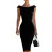 Elegant Sleeveless Wrap Dress For Women – Stretchy Bodycon Midi Dress With Off-Shoulder Neckline (S-XXL)_ecoleips.com