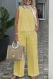 2026 Summer New Cross-Border Women's Clothing Cotton-Linen European American Sleeveless Top And Wide-Leg Pants_ecoleips.com