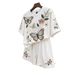 Women's Simulated Embroidered Pearl Butterfly Print Two-Piece Set T-Shirt And Shorts Fashionable Casual Outfit_ecoleips.com