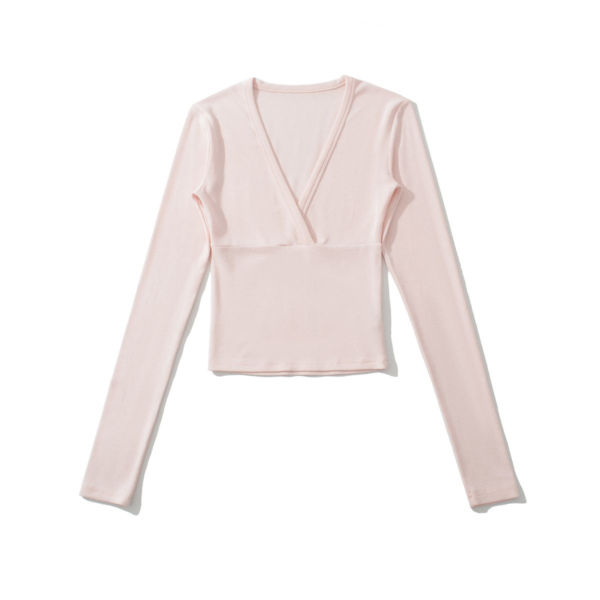 Women's Deep V Neck Long Sleeve Slim Fit Top European American Style Patchwork Split Cashmere Base Autumn New_ecoleips.com