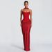 Elegant Strapless Bodycon Bandage Dress For Women, Sleeveless Backless Midi Dress With Contrast Panels_ecoleips.com