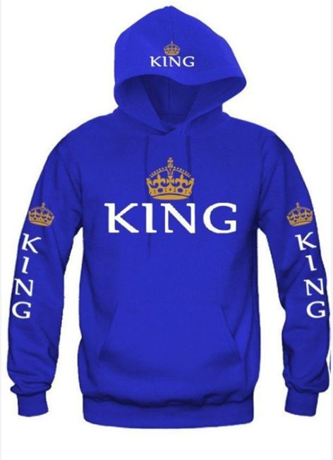 Couple wear QUEEN KING printed hooded long-sleeved couple wear sweatshirt for men and women_ecoleips.com