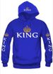 Couple wear QUEEN KING printed hooded long-sleeved couple wear sweatshirt for men and women_ecoleips.com