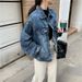 2026 Spring And Autumn New Casual Fashion Retro Denim Jacket For Women, Trendy Loose Hong Kong Style Slimming Top_ecoleips.com