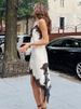 HXAO 2025 Women's Lace Asymmetric Dress Sexy Midi Slip Dress Chic Sleeveless Backless Vestido Luxury Women's Elegant Party Dress_ecoleips.com