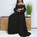 Women's Clothing Fashion One-character Collar Ruffled Sleeve Solid Color Pleated Wide-leg Jumpsuit_ecoleips.com