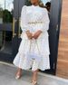 Women's Clothing Elegant Chiffon Maxi Dress With Flounce Hem & Floral Print - Loose Fit White Office Dress For Women (S-XXXL)_ecoleips.com