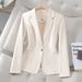 Elegant Petite Women's Blazer Slim Fit Short Jacket Notched Lapel Stretch Polyester Office Casual Wear_ecoleips.com