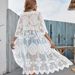 Women's Sheer Mesh Beach Cover-Up – Sexy Lace Kimono, Bikini Wrap, Sun Protection & Resort Wear (White/Black/Black-White)_ecoleips.com