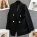 Women's Clothing Brown Women's Korean Style Suit Jacket Loose Straight Cut Elegant Slimming Petite Outerwear Spring Autumn_ecoleips.com