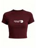 Women's Cute Cropped T-Shirt, Solid Color Short Tee For Leisure Summer Dressing_ecoleips.com