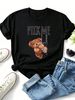 Women Cute Claw Machine Teddy Bear Pick Me Letter Graphic T Shirt Round Neck Short Sleeve Loose Casual Summer Tops_ecoleips.com