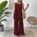 Women's Clothing New Solid Color Back Hollow Lace Wide Leg Pants Casual Fashion Suit_ecoleips.com