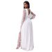Women's Clothing Dress Deep Neck Long Sleeve Wedding Dress Long Skirt_ecoleips.com